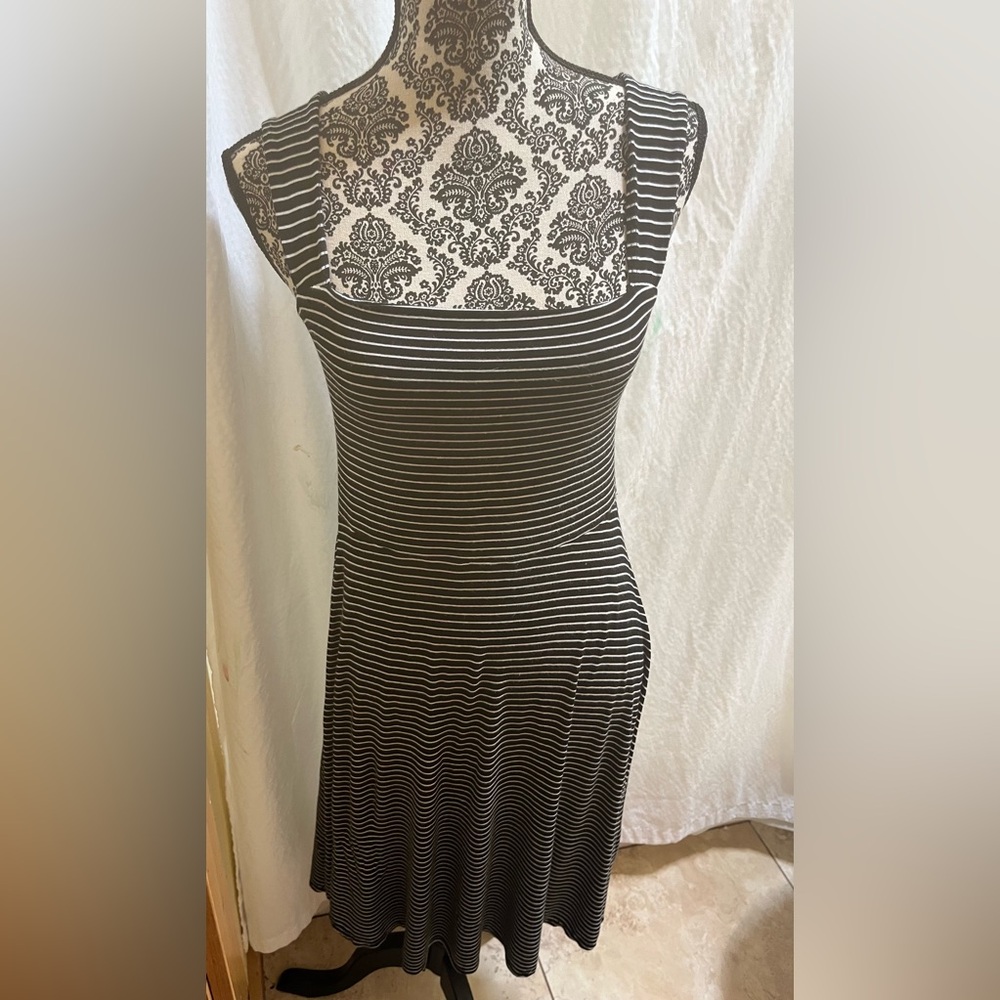 Pinc black and white striped dress